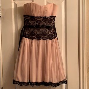 Blush and Black Strapless Dress Size M